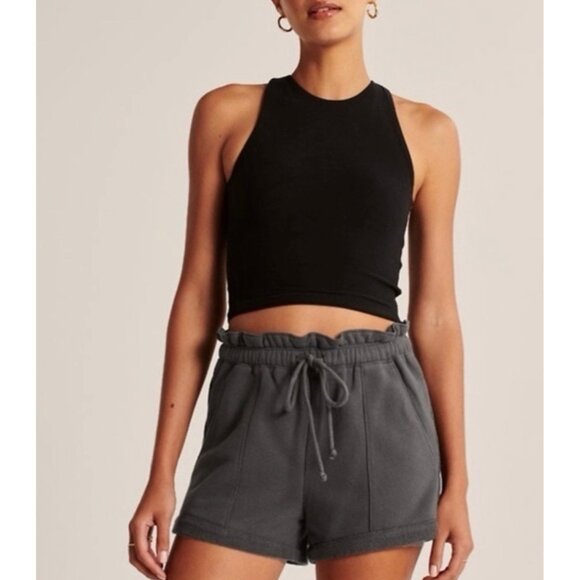 ABERCROMBIE & FITCH Black + Gray Cheetah Print Hi-Rise Waist Knit Shorts Size XS - Picture 2 of 8